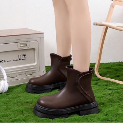 Женские короткие ботинки на толстой подошве 2024 года, осень/зима, новый дизайн Chelsea, водонепроницаемые женские ботинки на платформе Zapatos Mujer Traf