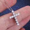 Fashion Real Moissanite Cross Pendant Necklace Pure S925 Sterling Silver 1 .1ct In Total D Color For Women Wedding Fine Jewelry