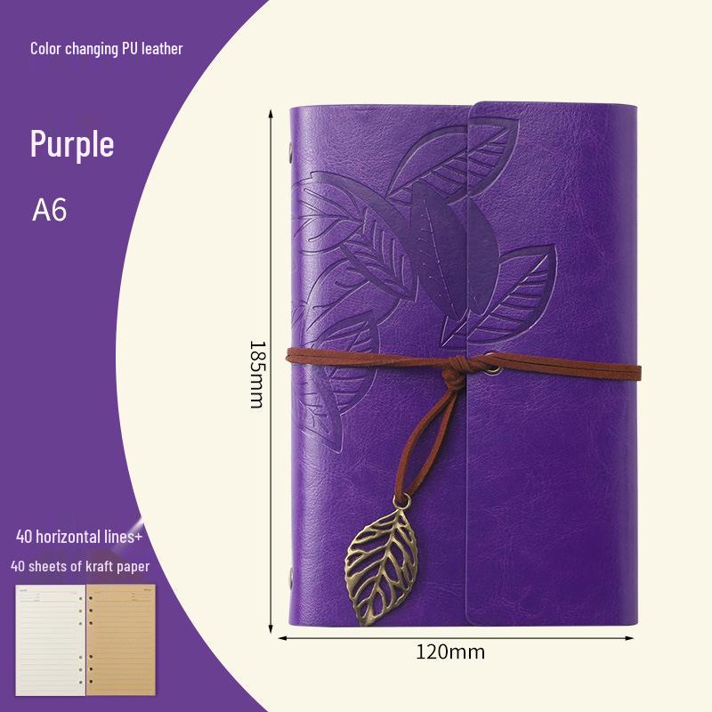 Retro Leaf Ring-Bound Travel Journal Notebook