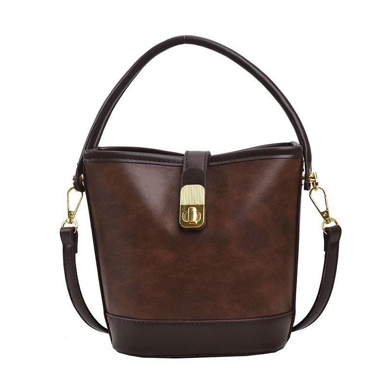 IELGY Women's Retro Simple Bucket Bag, Niche Diagonal Span Shoulder Bag