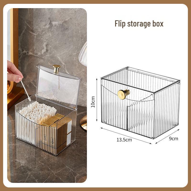 Прозрачный косметический органайзер с откидной крышкой и отделениями для помады, ватных дисков и зубочисток