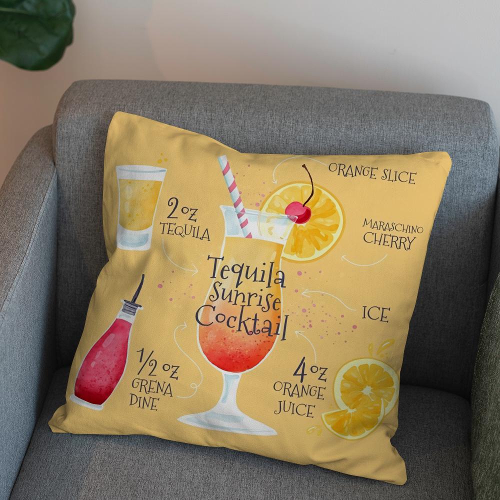 Tequila Sunrise CCocktail Pillow Case For Car Sofa Decorative Home Doublesided Print Plush Square Throw Pillow Cushion Cover