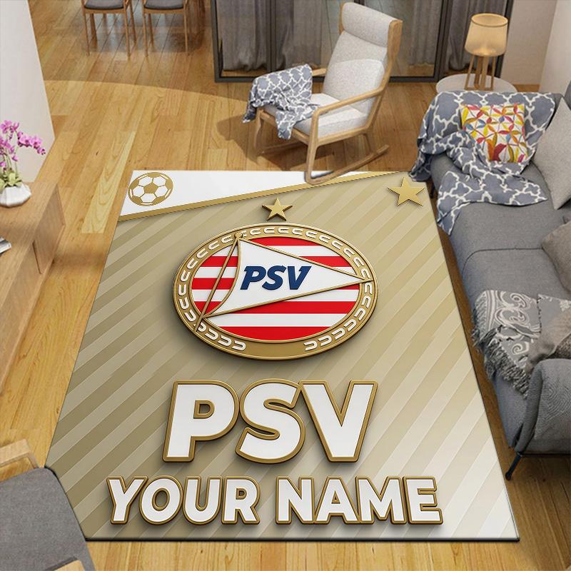 Custom Name PSV Eindhoven Flannel Pattern Square Carpet,Area Rug,Carpet Rug for Living Room Bedroom Sofa Playroom Decor,Non-slip Floor Mat