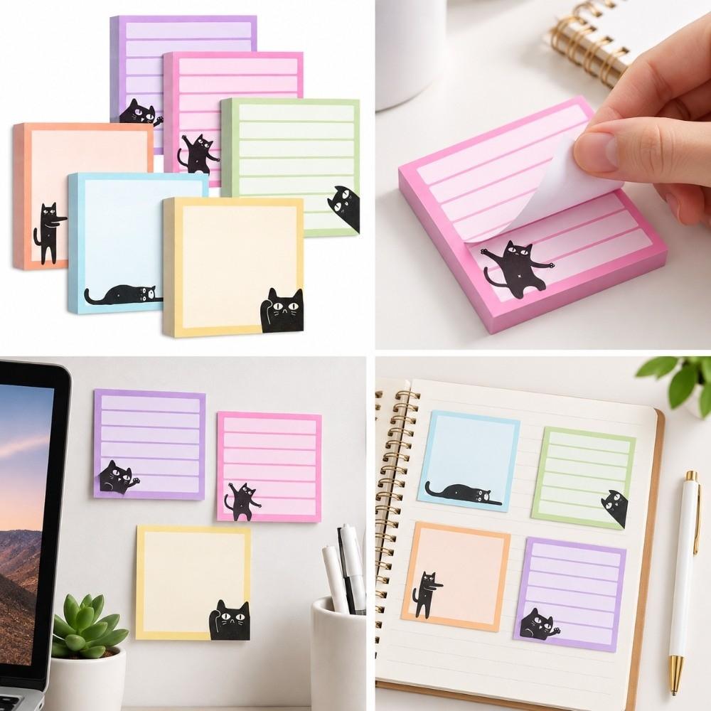 9pcs Set Random Patterns Sticky Notes Macaron Style Colorful Page Markers Student
