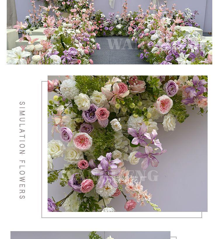 Mori Style Pink & Purple Cymbidium Flower Row for Wedding Aisle & Banquet Decoration
