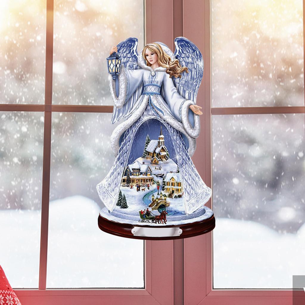 Рождественский ангел вращающаяся скульптура поезд украшения наклейка наклейка на окно MIT