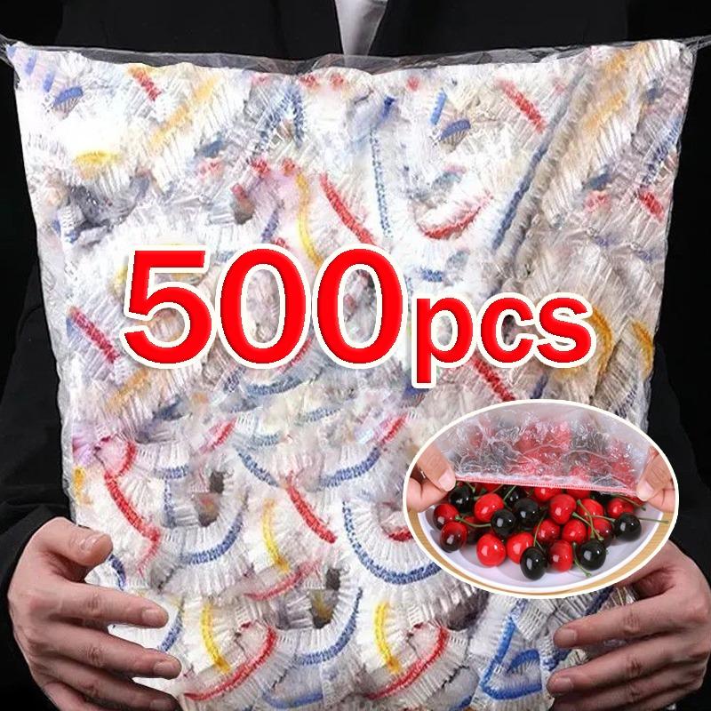 500/100 шт. Разноцветные одноразовые крышки для еды Эластичная пленка-обертка Свежая пленка Пакет Одноразовая пленка Крышка для миски Кухонный пакет для хранения