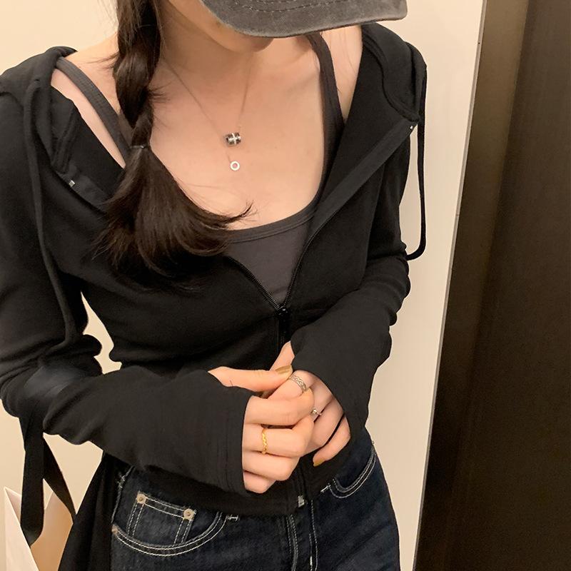 Пальто с капюшоном на молнии с капюшоном, женская новая осенне-зимняя короткая спортивная повседневная куртка с длинным рукавом