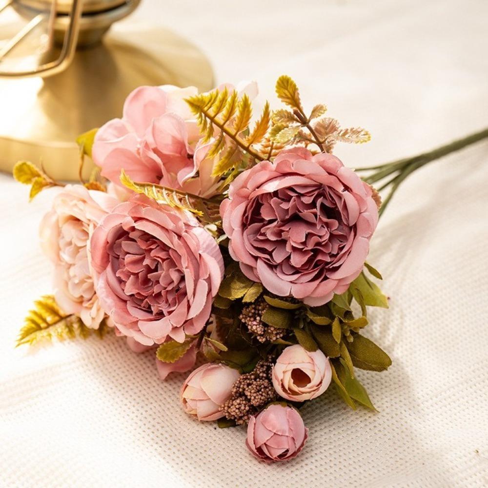 DIY Silk Peony Hydrangea Bouquet 7 Heads Artificial Wedding Bride Flowers Wedding Party