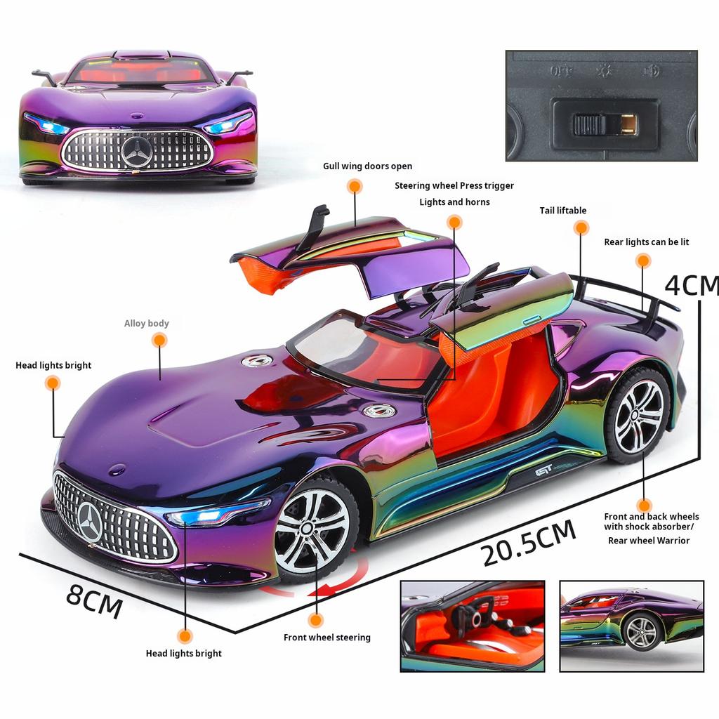 1: 24 Vision GT Форсаж Литой Модель Автомобиля Игрушки Diecasts Со Звуком и Светом Декор Транспортных Средств Игрушки Для Детей Подарок