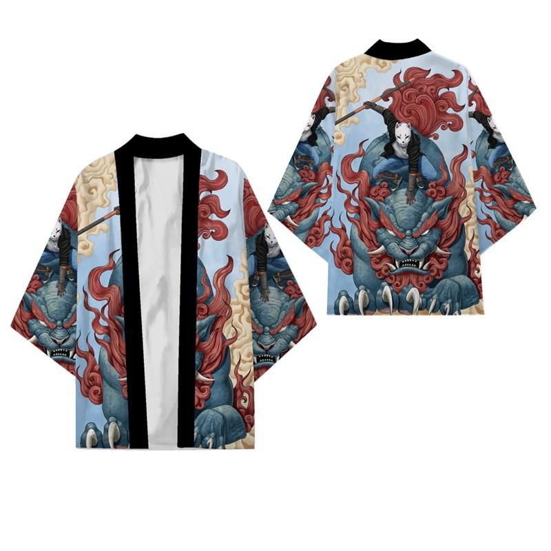 Fashion Anime Dragon Print Cardigan Kimono Harajuku Women Men Yukata Female Japanese Streetwear Traditional Cosplay Haori