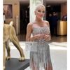 Exquisite Beaded Silver Sequin Tassel Tube Top Dress - Luxurious Party and Banquet Wear