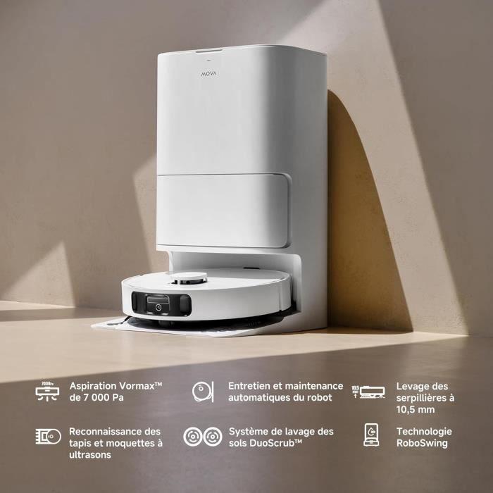 MOVA E30 Ultra - Robot Aspirateur Laveur avec Vidage Automatique - Nettoyage Automatique des Serpillieres - Technologie RoboSwing
