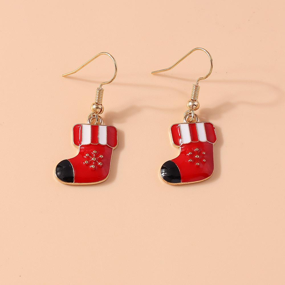 Рождественские серьги-снежинки с лосем и Сантой с характером