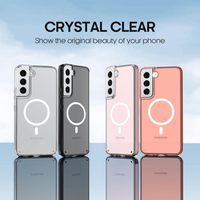Роскошный Магнитный Прозрачный Жесткий Чехол Для Magsafe Для Samsung Galaxy S23 S22 Plus Ultra Беспроводная Зарядка Ударопрочный Чехол