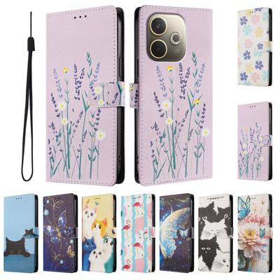 Милый Кот Бабочка Цветок Картина Кожаный Флип-кейс Для Oppo A5 A5 Pro A5X A3 A3 Pro A3X A5M Кошелек Подставка для Карт Чехол-книжка