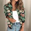 Womens Ladies Retro Floral Zipper Up Jacket Casual Coat Outwear