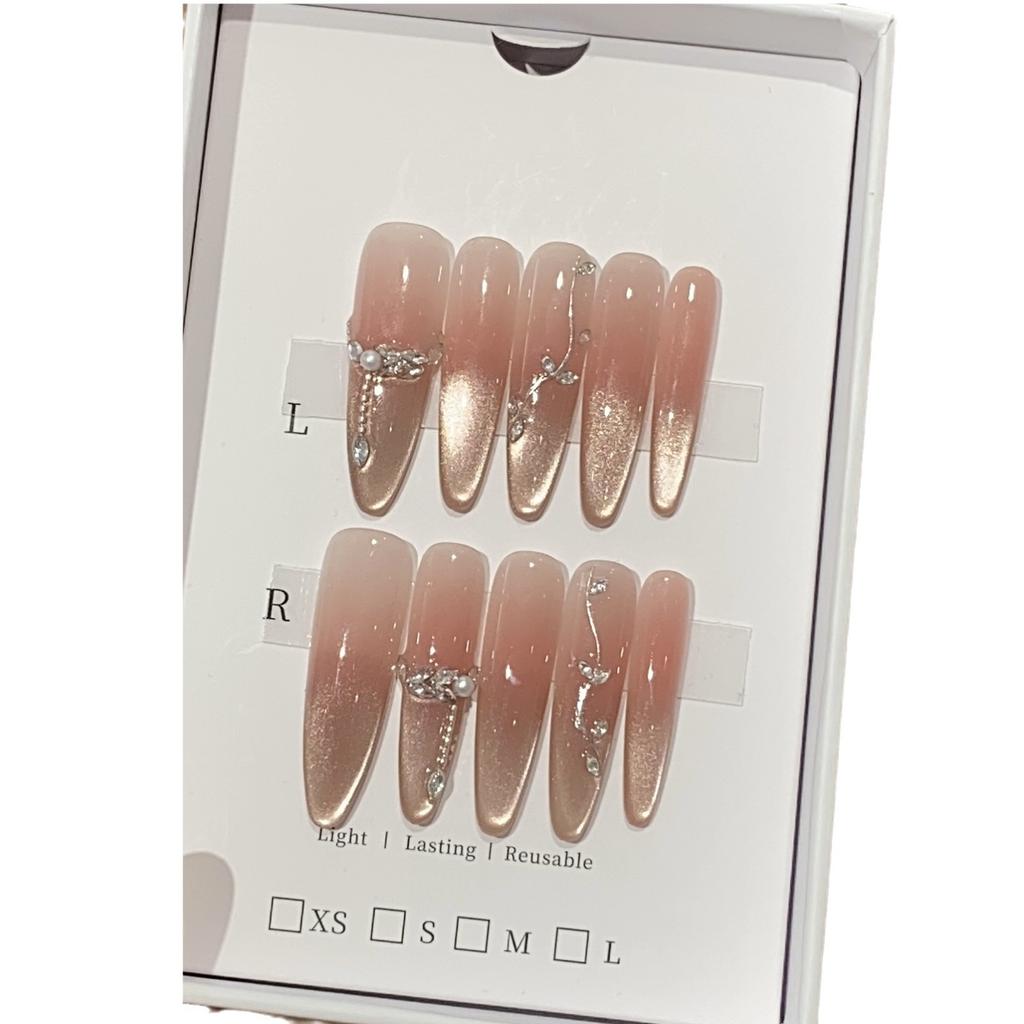 Light Luxury Pure Ice-transparent Powder Gradient Champagne Golden Cat Eye Magic Mirror Powder Small Broken Diamond Sway Nails