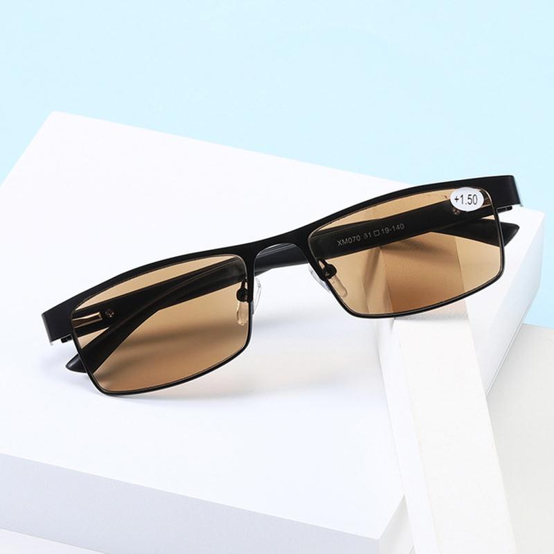 Металлическая читальная оправа Цветок мая для мужчин и женщин Коричневые линзы Солнцезащитные очки для чтения Стильные Легкие Прочные