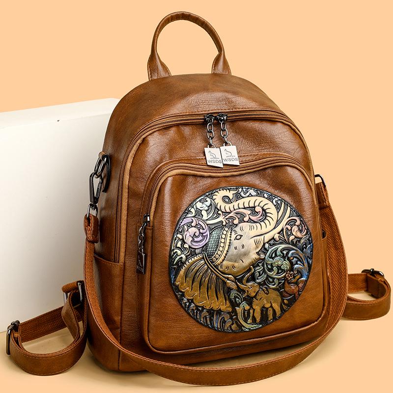 Jixiang 2024 Модный рюкзак из овчины с вышивкой в национальном стиле для студенток