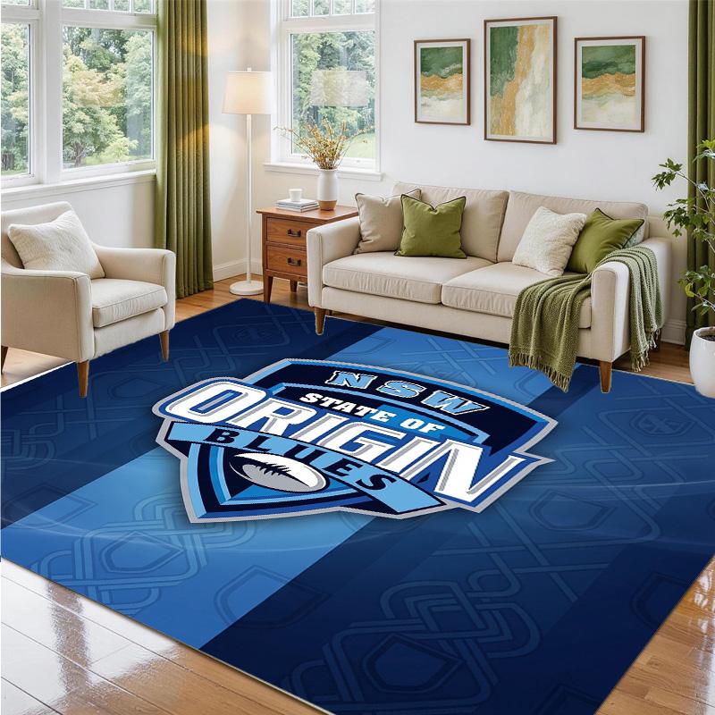 NSW Blues Design Crystal Velvet Rug Soft Decorative Mat for Bedroom Entrance