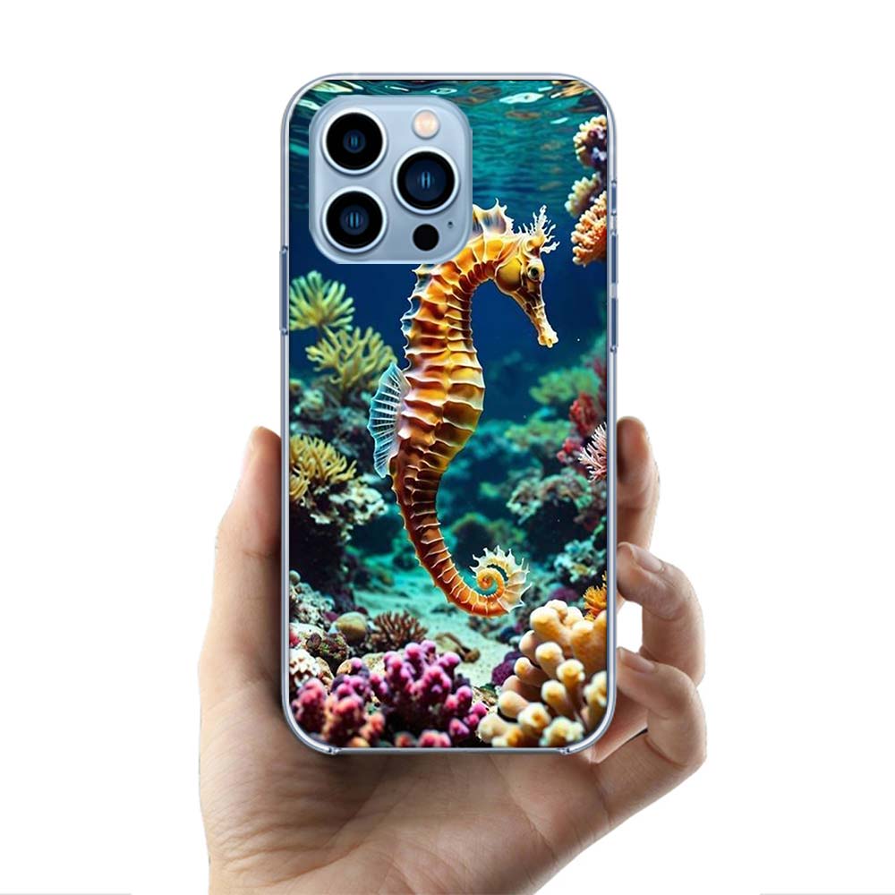 Чехол для телефона 'Морской конёк: Подводная фантазия' для iPhone 16 15 17 Pro Max 17Air 16E 14 Plus 13 12 Mini 11 Pro X XS XR Apple Прозрачный чехол