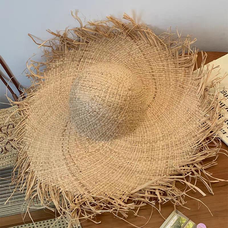 Lafite French big-brimmed beach hat seaside vacation sunscreen hat new hollow design sunshade straw hat women