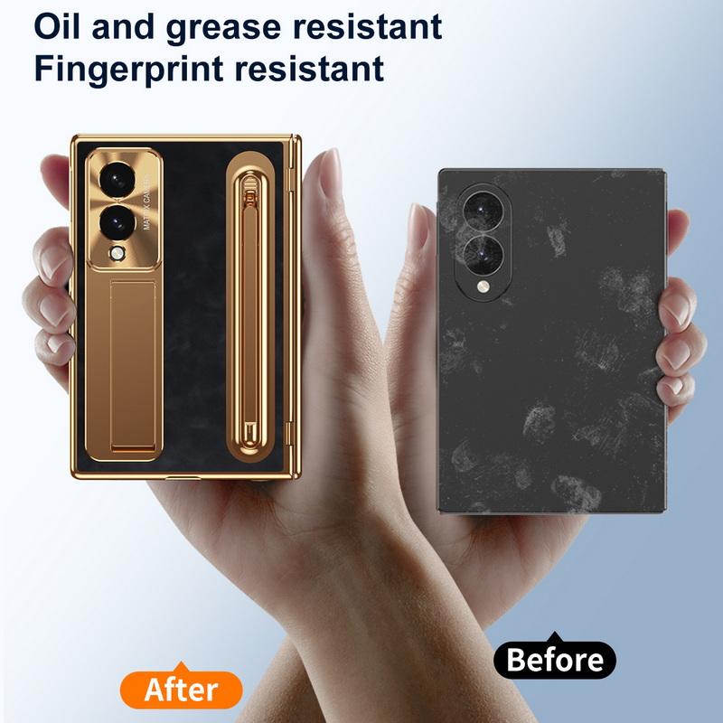 Кожаный чехол с покрытием для телефона Samsung Galaxy Z Fold 8 Wide 7 6 5 4 TriFold Роскошная крышка со скрытой подставкой, с отсеком для стилуса и защитной пленкой для экрана S Pen