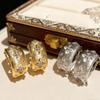 Серьги Miki Retro из шлифованного металла: Высококачественные полые серьги-кольца в стиле легкой роскоши с дизайном в стиле хэви-индастри.