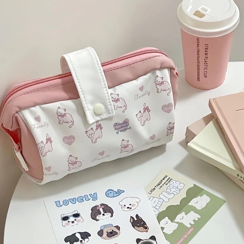 Canvas Pencil Case Large Capacity Pen Box Cartoon Stationery Bag  Gift