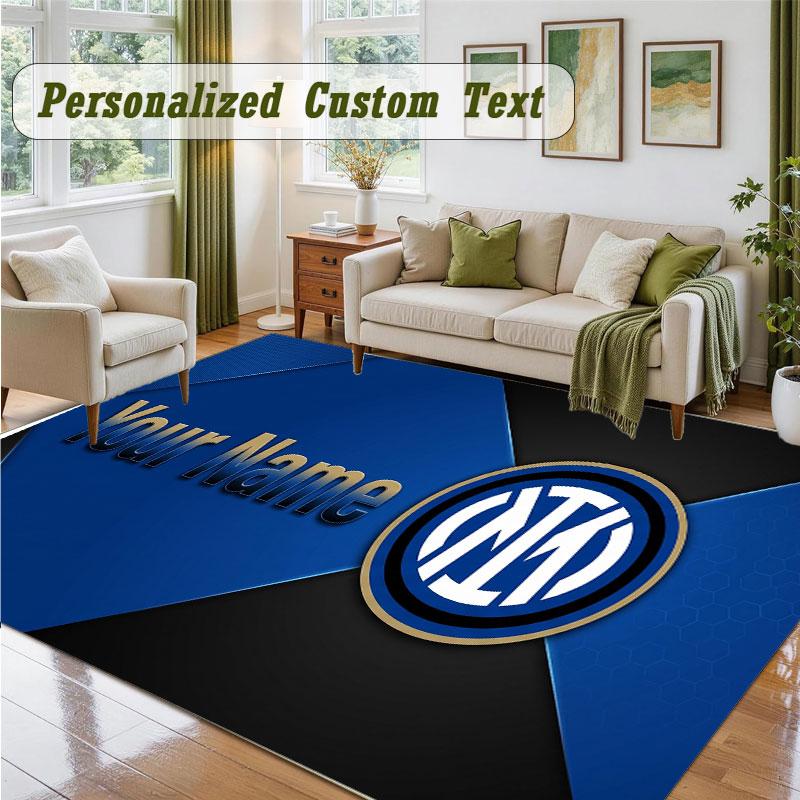 Crystal Velvet Square Rug Custom NameInter Milan Pattern Non Slip Home Floor Decor Rug