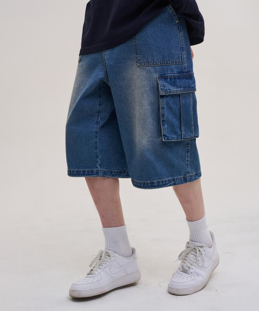SUPERSUB Sand Washed Denim Shorts - Blue