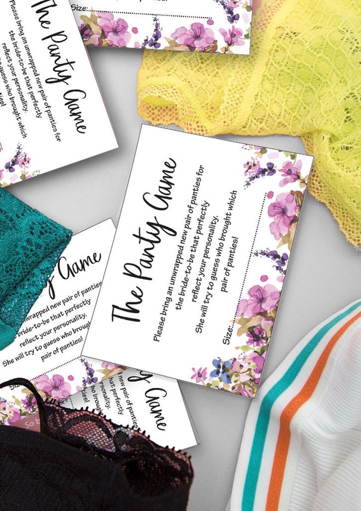 Inkdotpot Игра «Свадебный душ» 1 знак 30 карточек Белый цветочный девичник для девочек Вечеринка-девичник Сбросьте свои трусики