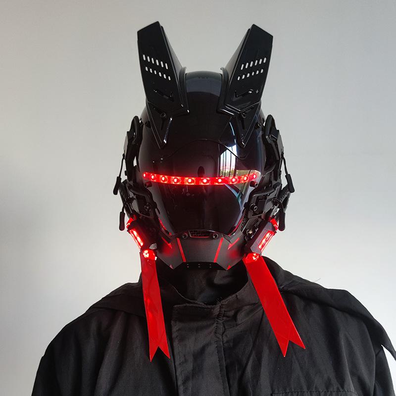 Маски CyberPunk с застежкой M Город Ночи Светодиодные Фестивальные Белые Бронированные Косплей Сценический Реквизит НФ Хэллоуин Вечеринка Подарки Для Взрослых