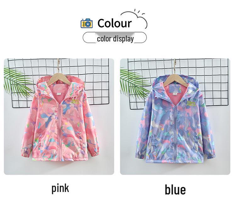 Girls' Korean Style Fleece-Lined Windbreaker - Autumn/Spring Fashion