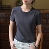 Short-sleeved T-shirt for Women's Summer New Women's Solid Color Round Neck Cotton T-shirt Design Short Top