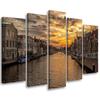 Five Piece Picture Canvas Print Amsterdam Canal Houses City
