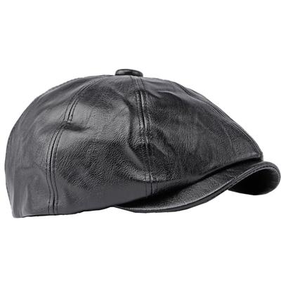 Кепка газетчика из ПУ-кожи, мужская и женская, черная, одного размера CAP557