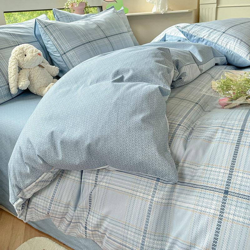 Небольшой комплект из четырех предметов из чистого хлопка с цветочным принтом, хлопковые пододеяльники с девчачьим сердцем, простыни для студентов, односпальная кровать в общежитии, комплект из трех пододеяльников