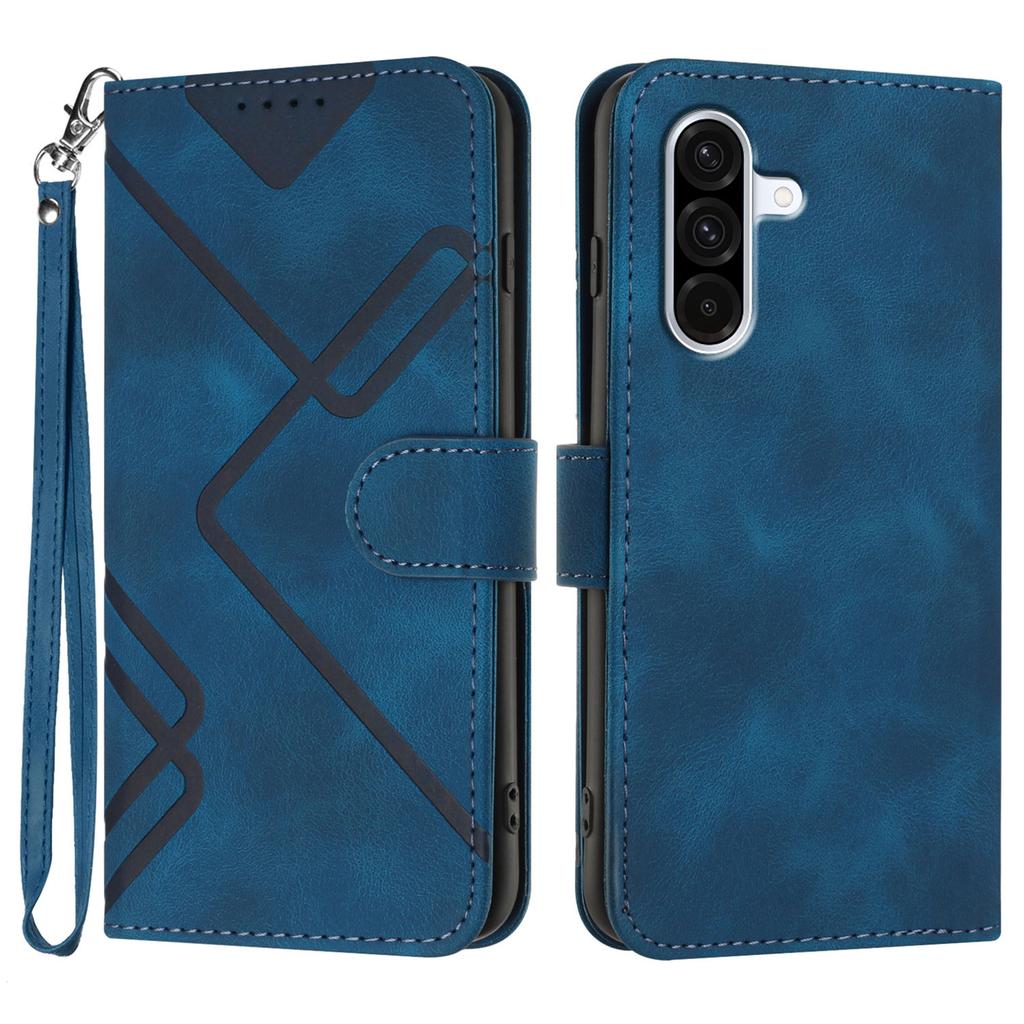 For Samsung Galaxy A36 5G Wallet Case Line Imprinted PU Leather Phone Cover with Strap