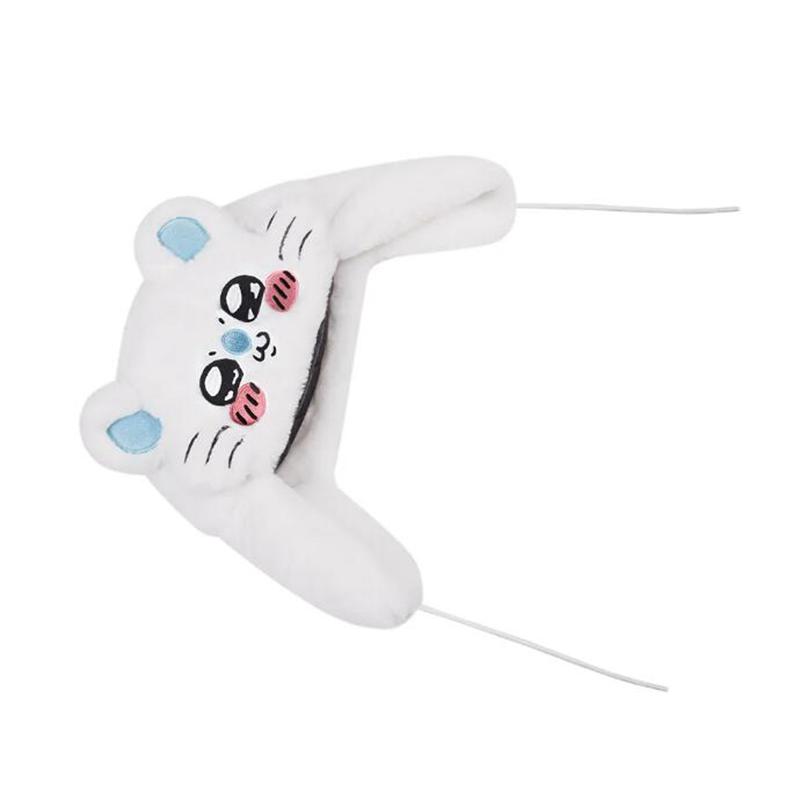 Y2K Fashion Winter Warm Cute White Cat Plush Ear Protection Hat