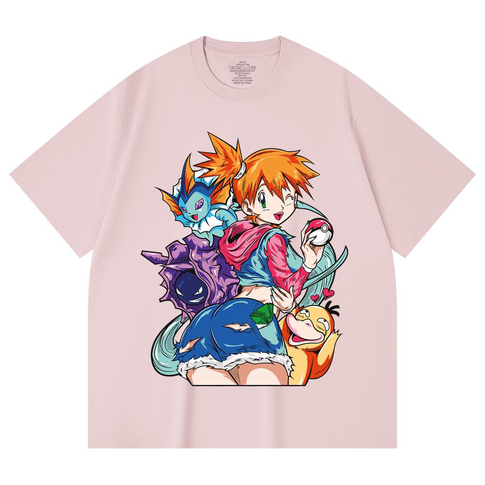 230 Gsm 100% Cotton Pokemon V17 Misty Print Unisex Heavy Cotton T Shirt