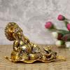 Golden Resting Ganesha with Mushak Metal Decorative Showpiece, One Size, Religious