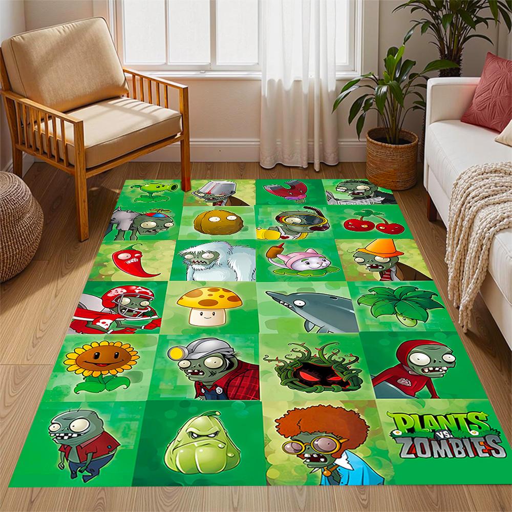 Zombie Plants Party Themed Anti-Slip Rugs - Polyester Home Decor, Suitable for Bedrooms, Living Rooms, Doorways, Studios, and Decorations