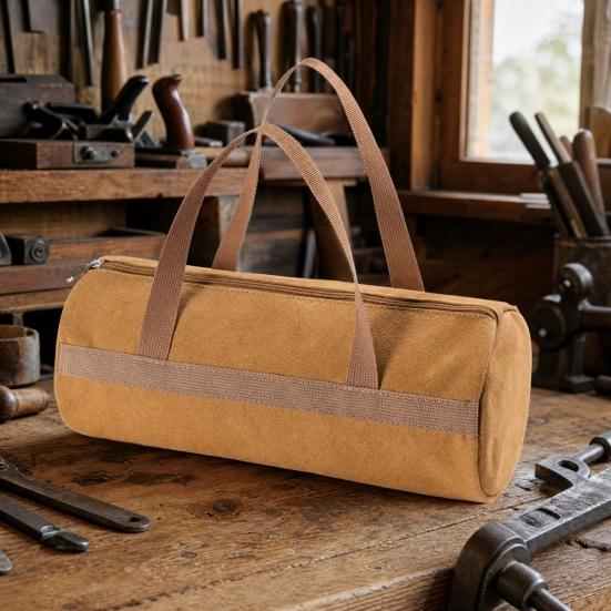 Outdoor Camping Tools Bag with Handle, Tent Stake Peg Rope Storage Pouch, Waterproof Canvas Hiking Gear Organizer Tote with Zipper