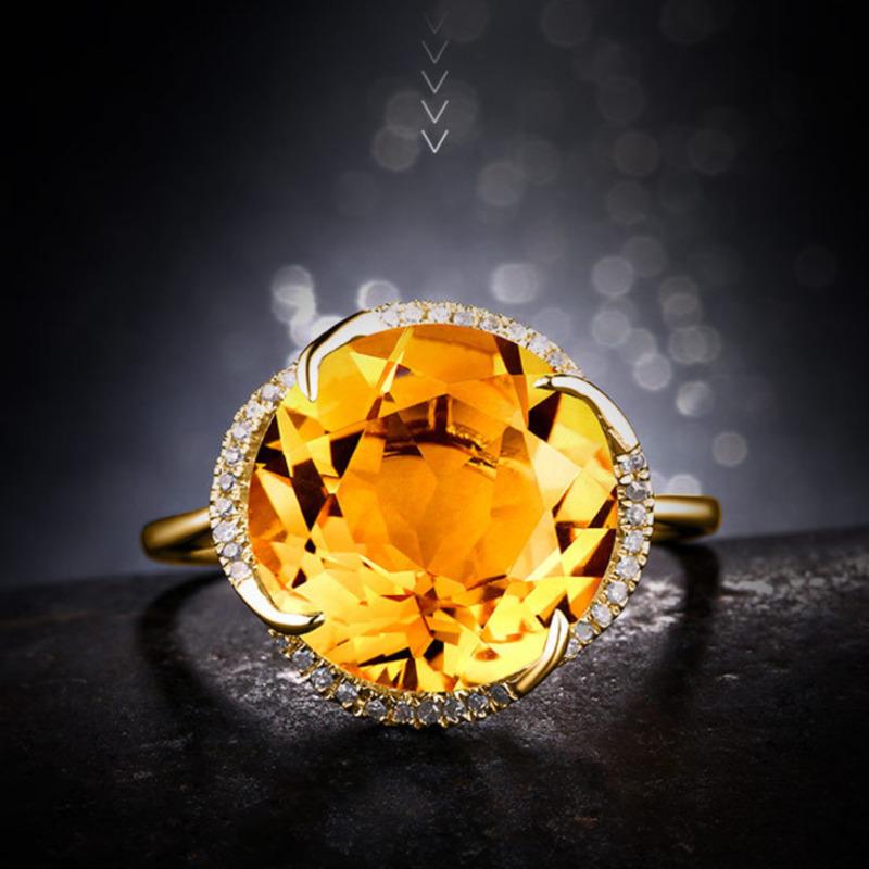 BELLA BOX New Temperament Yellow Zircon Round Pendant Fine Jewelry Sets For Wedding Engagement