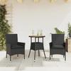 VidaXL Garden Dining Set and Cushions 3 Pcs Black Rattan Acacia 3278729