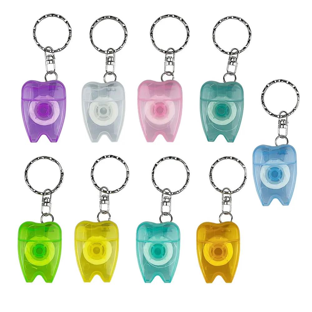 50Pcs Dental Floss Interdental Pick Stick With Keychain Tooth Cleaning Portable 15m Flosser Wire Teeth Oral Care