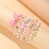 Sweet Pink Heart Bow Pearl Bracelet Set for Women