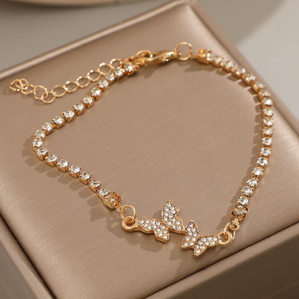 Браслеты-бабочки для женщин, цинковый сплав, бант, серебряный цвет, светлый роскошный универсальный выдвижной браслет с бриллиантами